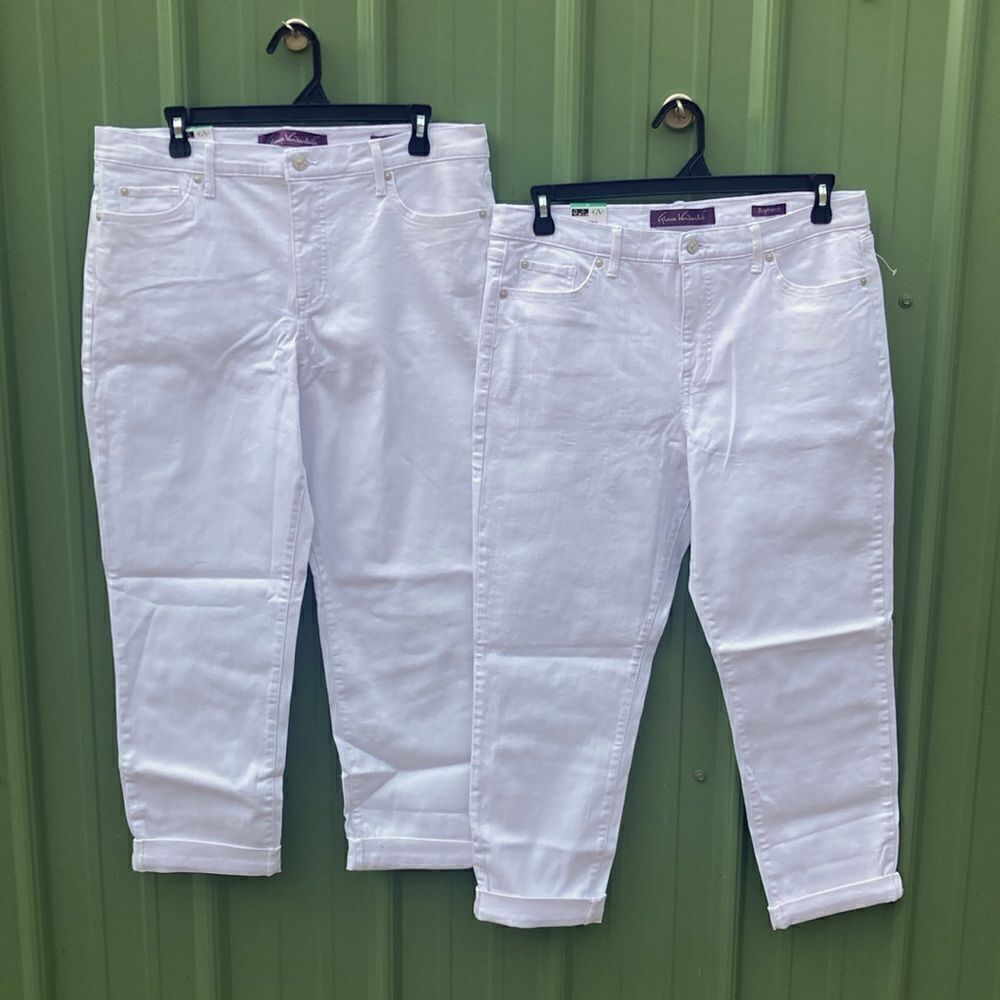 Gloria Vanderbilt White Ladies' Cuffed Boyfriend Jean Pantsโ2-Pack Size 12